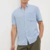 15551222-1465236758819744 Blue Linen Blend Dye Shirt