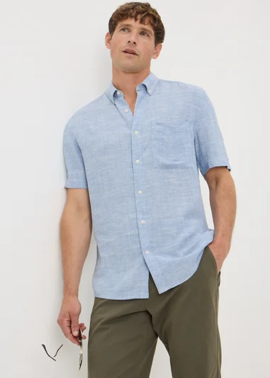 15551222-1465236758819744 Blue Linen Blend Dye Shirt