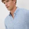 15551222-5705236758768102 Blue Linen Blend Dye Shirt